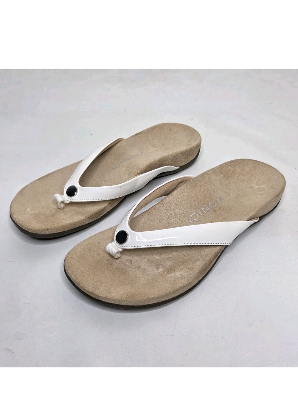 Vionic Davina Thong Sandal Wmns 8 White Orthotic Comfort Flip Flop Beach Coastal